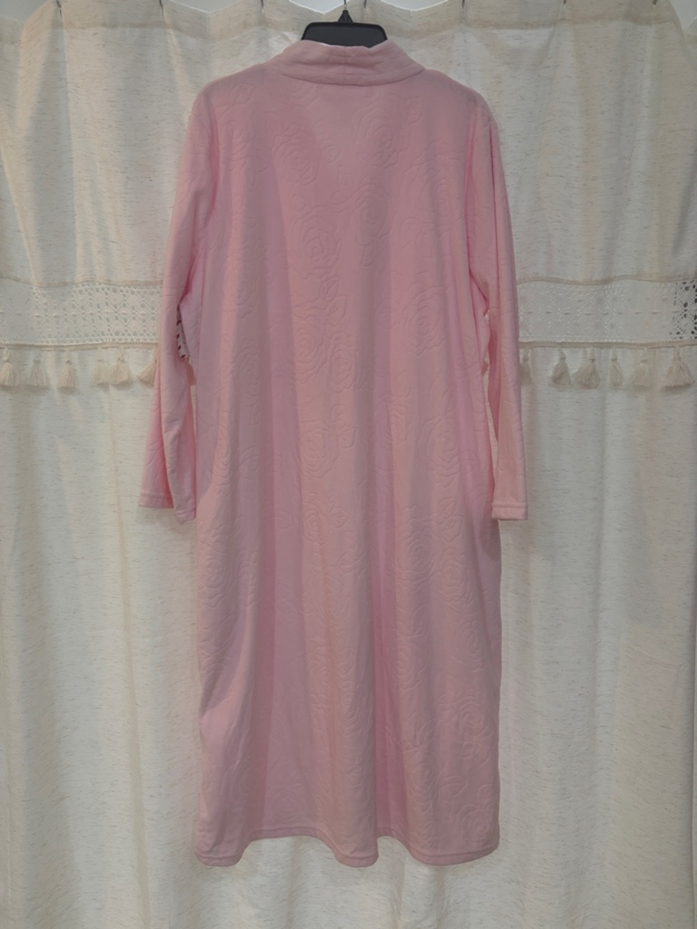 Adonna Light Pink Long Zip-Front Robe - Picture 4 of 5